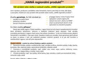 Certifikace značkou HANÁ regionální produkt® bude už třicátá! Chcete se stát jejím nositelem?