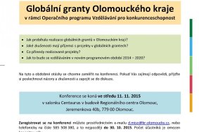 Olomoucký kraj pořádá konferenci ke globálním grantům