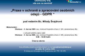 Náhradní seminář „Praxe v ochraně a zpracování osobních údajů - GDPR “