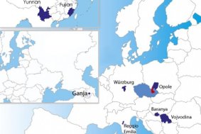 Přehled partnerských regionů Ol. kraje na mapě