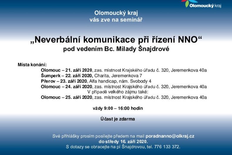 Pozvánka na seminář Neverbální komunikace