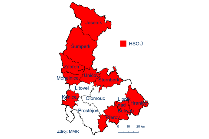 Vymezení HSOÚ v Olomouckém kraji