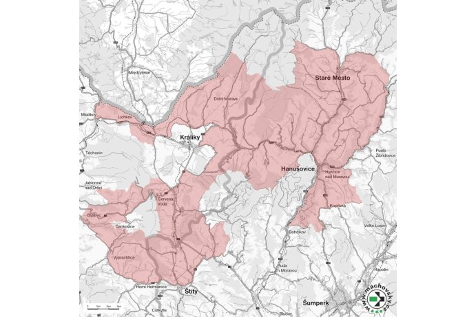 Mapa ptačí oblasti Králický Sněžník