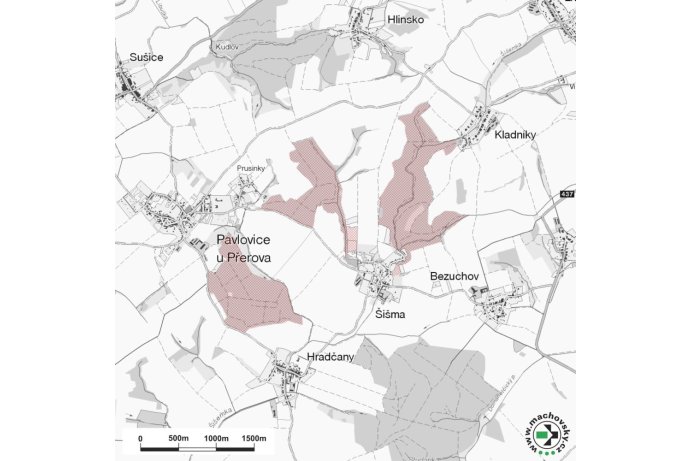 Mapa evropsky významné lokality Lesy u Bezuchova