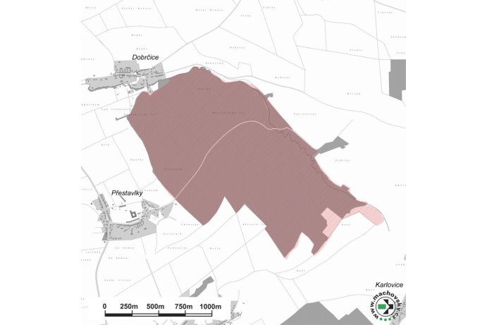 Mapa evropsky významné lokality Přestavlcký les