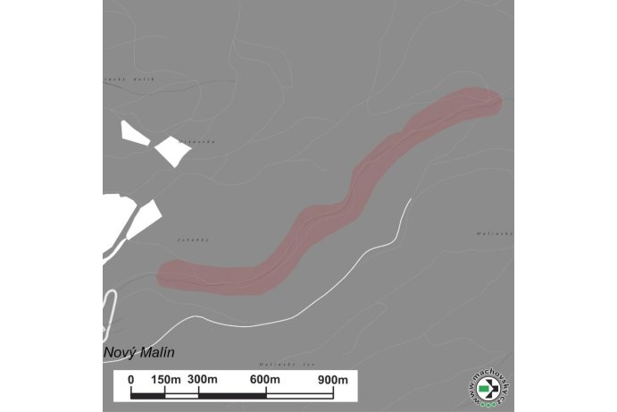 Mapa evropsky významné lokality Údolí Malínského potoka