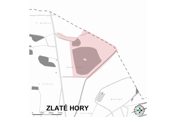 Mapa evropsky významné lokality Zlaté Hory - Zlaté jezero