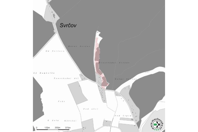 Mapa evropsky významné lokality Dolní a Prostřední Svrčov