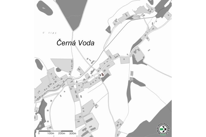 Mapa evropsky významné lokality Černá Voda - kostel