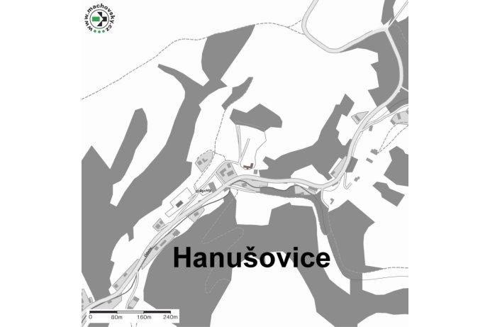 Mapa evropsky významné lokality Hanušovice - kostel