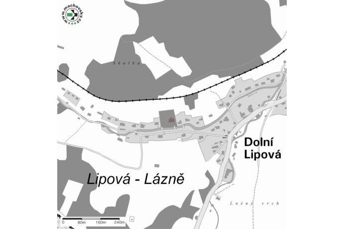 Mapa evropsky významné lokality Lipová-lázně - mateřská školka