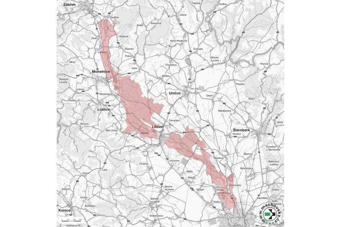 Mapa evropsky významné lokality Litovelské Pomoraví