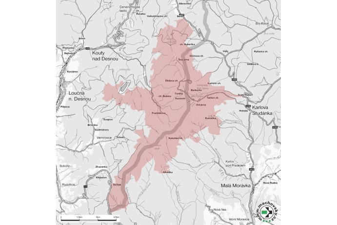 Mapa evropsky významné lokality Praděd