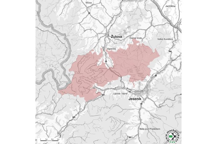 Mapa evropsky významné lokality Rychlebské hory - Sokolský hřbet